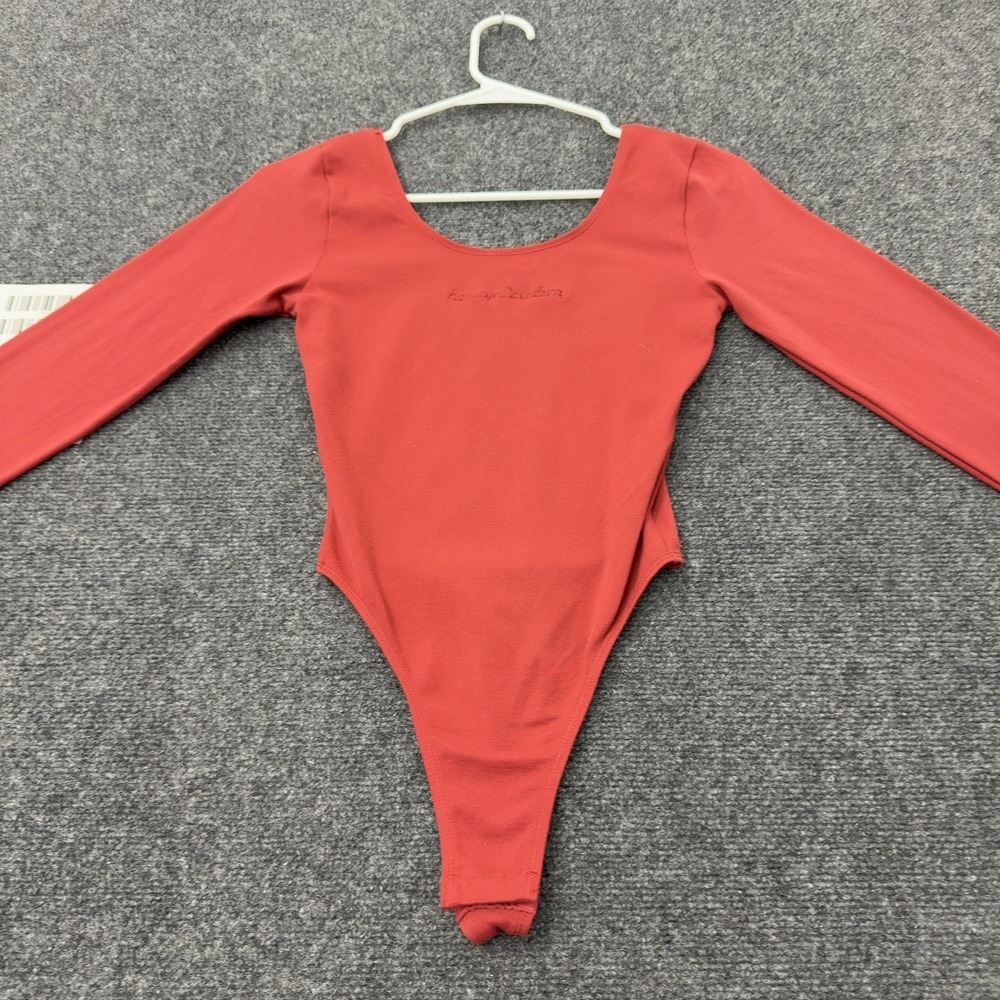 Harley Davidson Bodysuit Womens Pit to Pit 14 Red Cotton Blend Embroidered Biker